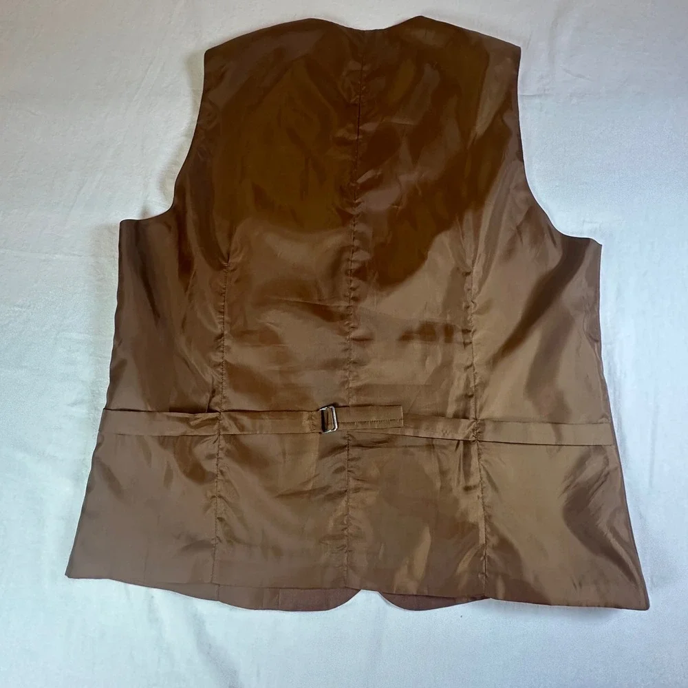 Mens Brown Suit Vest Waistcoat Size 40R Designed in Italy‎ Adjustable Back